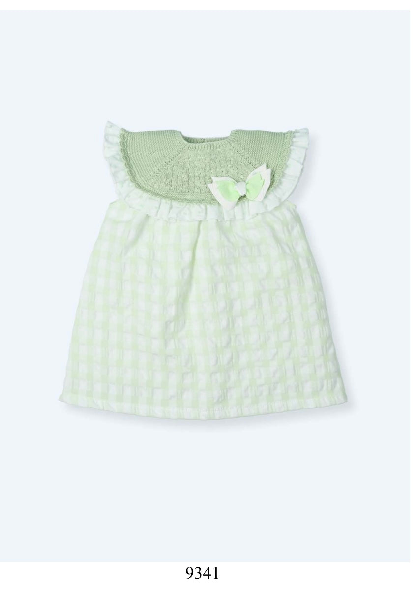 Vestido tejido a cuadros manzana