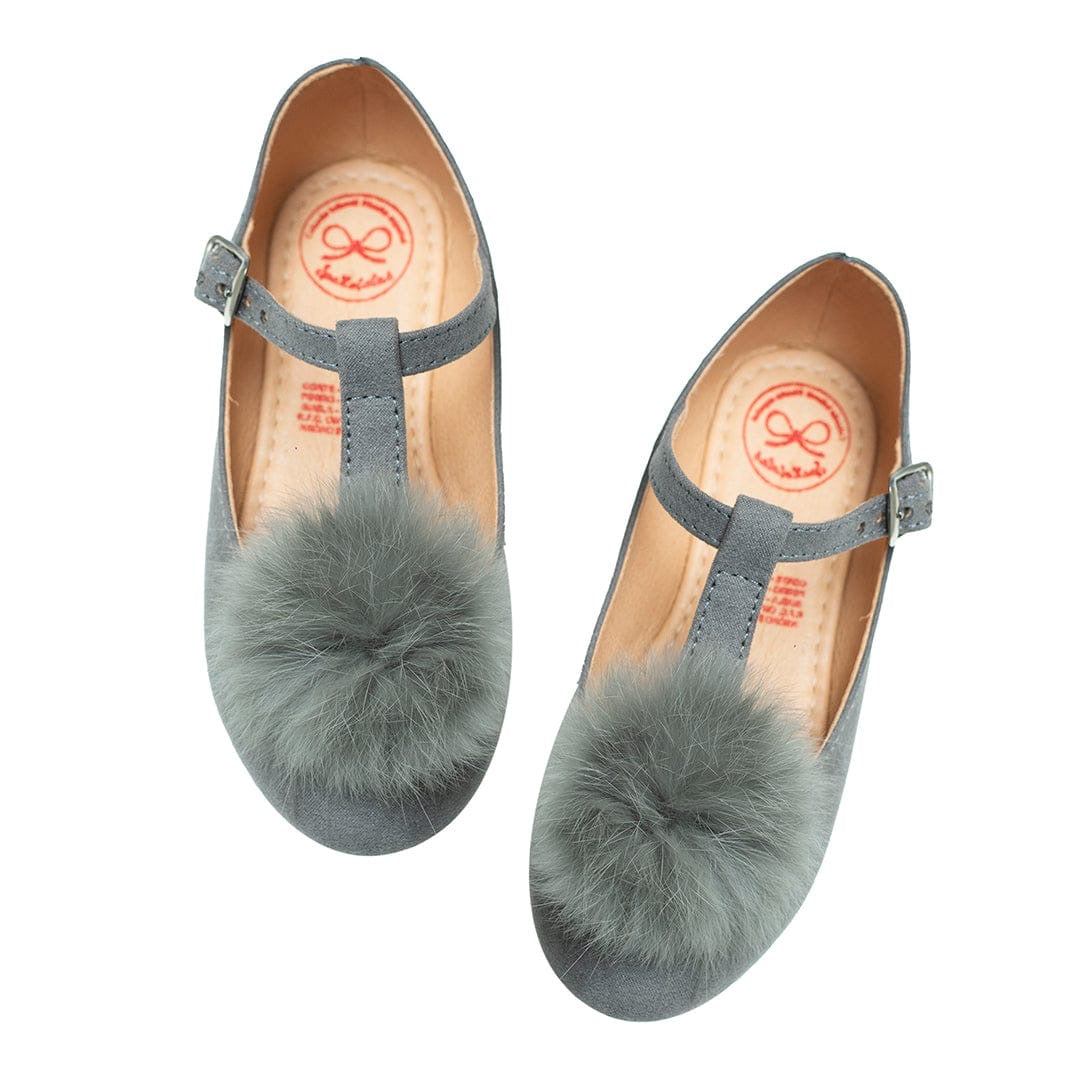 Zapato pompón gris