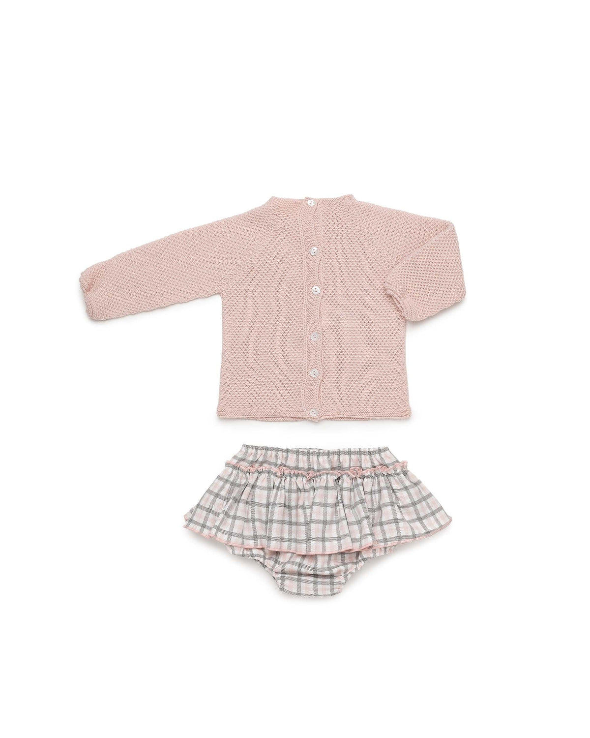 Conjunto de jersey y braga de cuadritos con volantes - Conjunto para bebé | Juliana