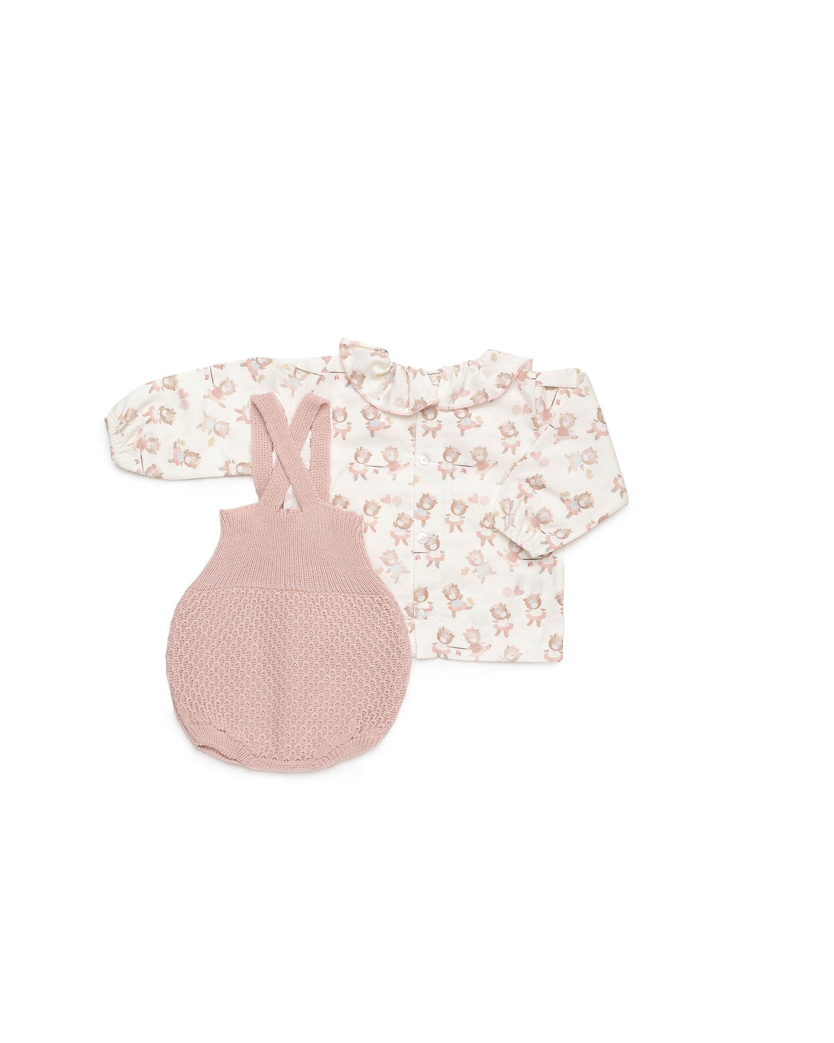 Conjunto de peto de punto y camisa de muñecas - Conjunto para bebé | Juliana