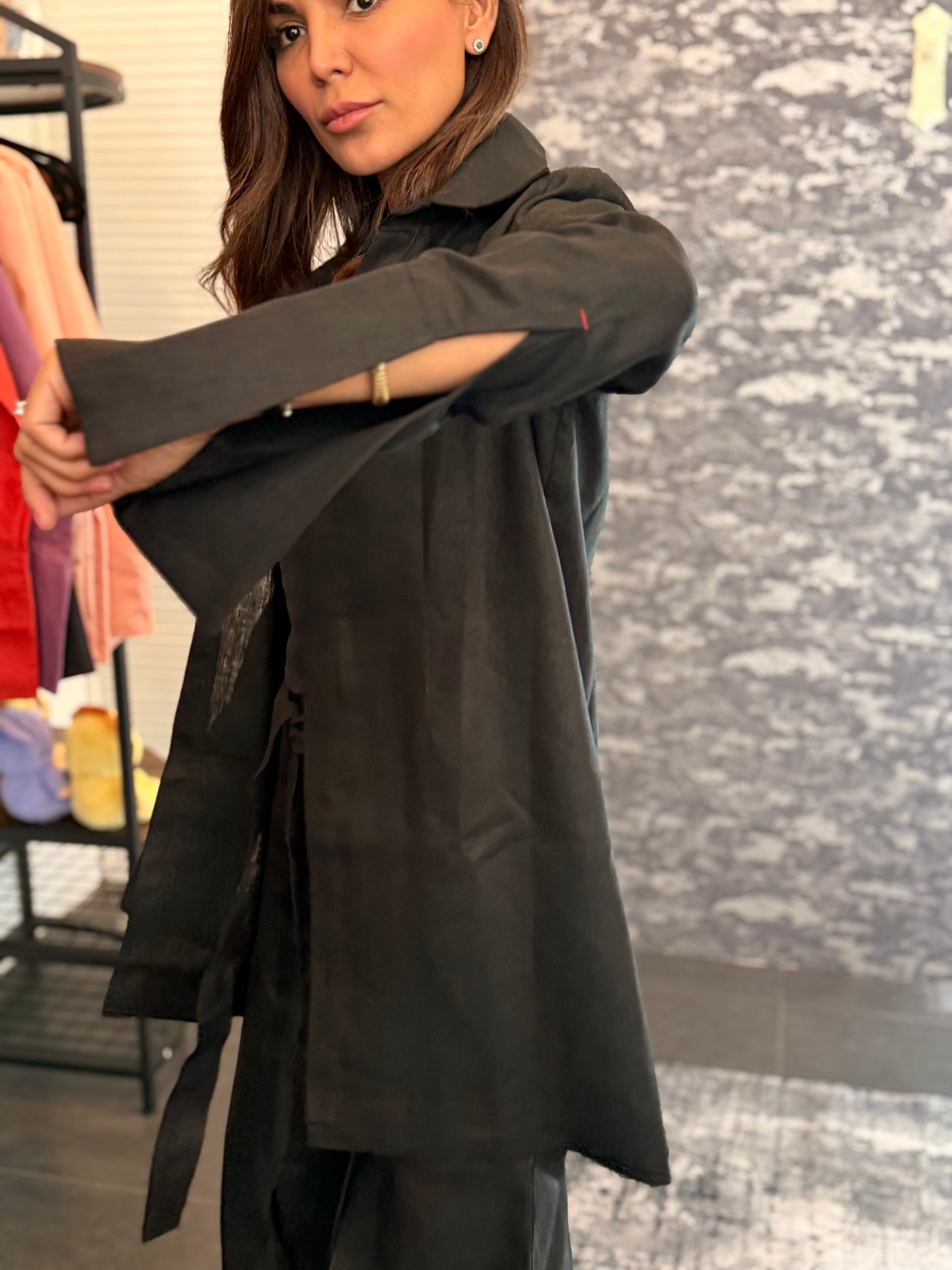 Saco 100% lino negro