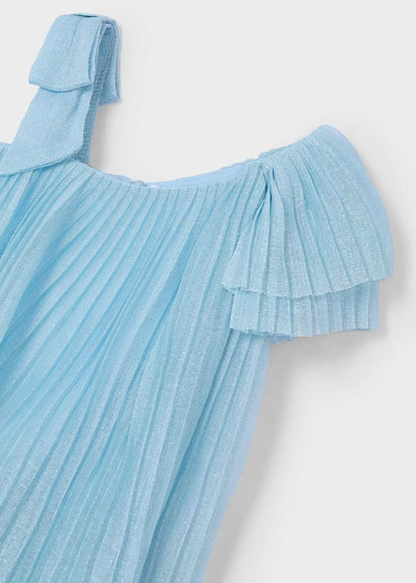 Vestido plisado cielo