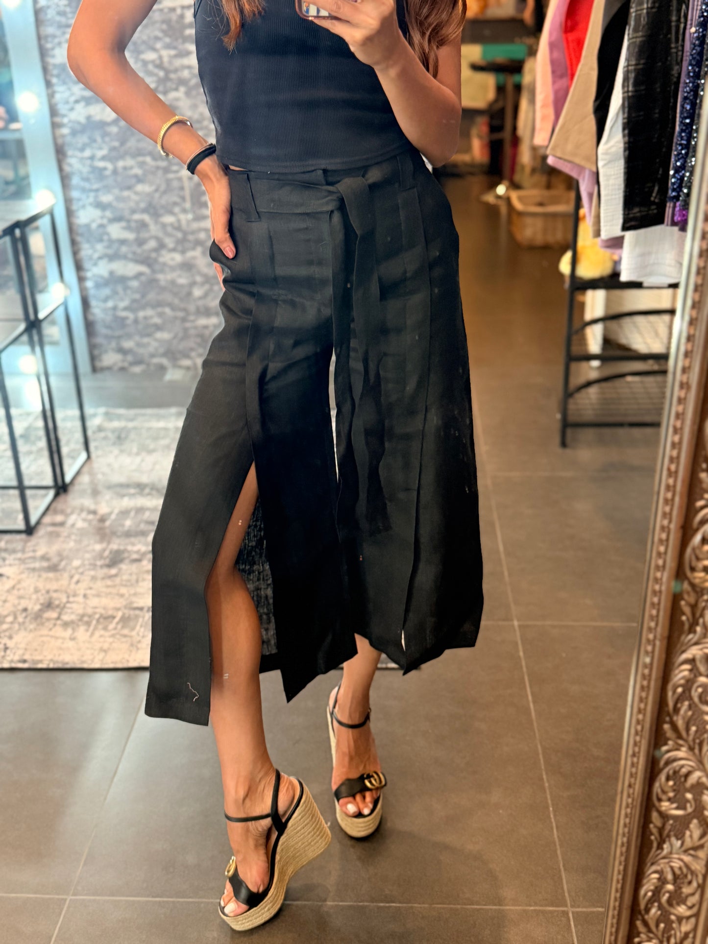 Pantalón lino corto