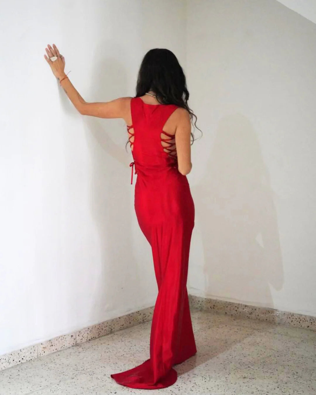 Vestido rojo lazos