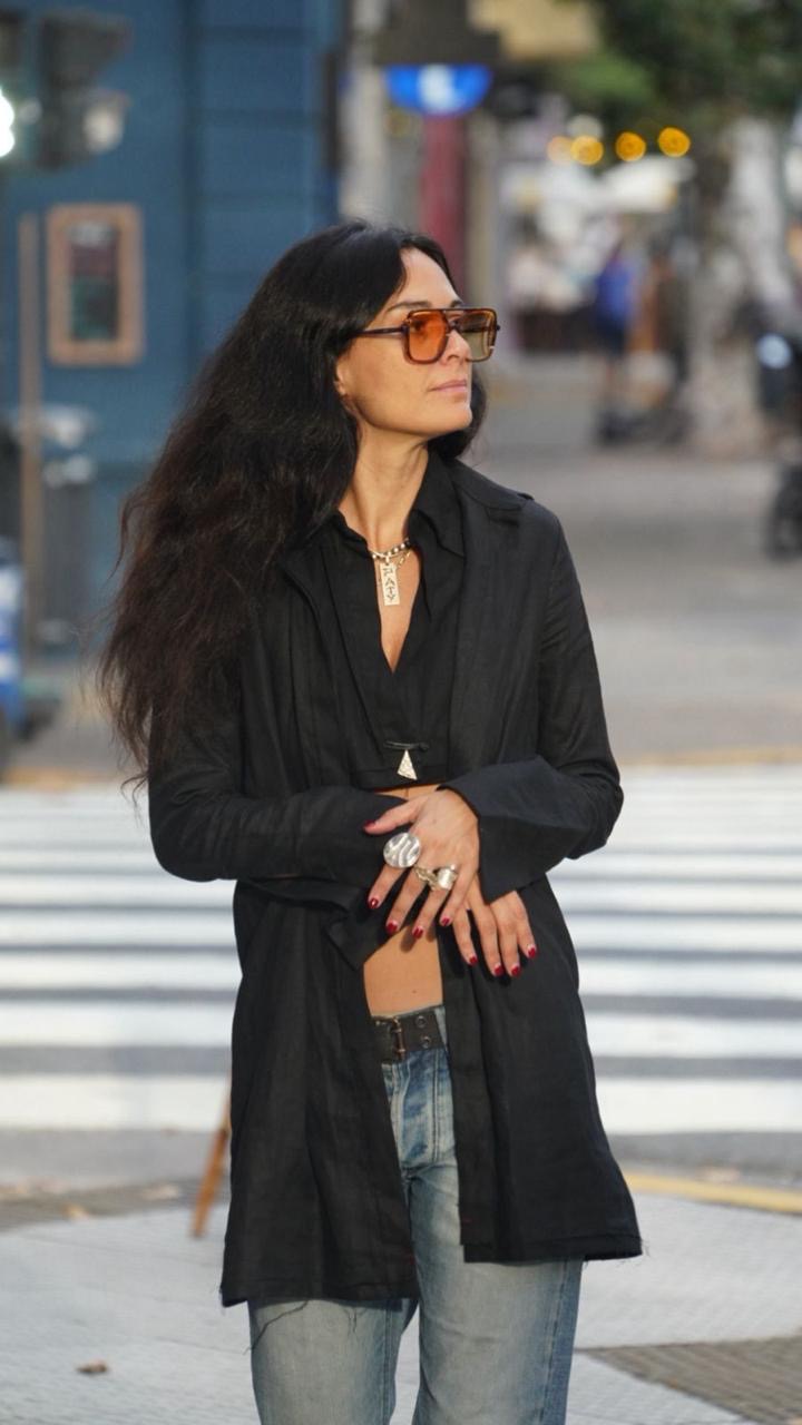 Saco largo lino beige