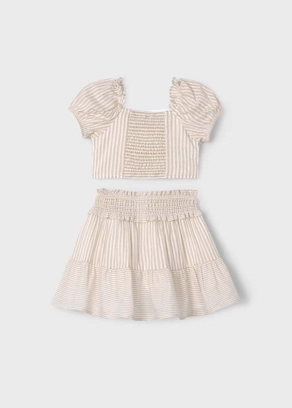 Conjunto rayas canela nude