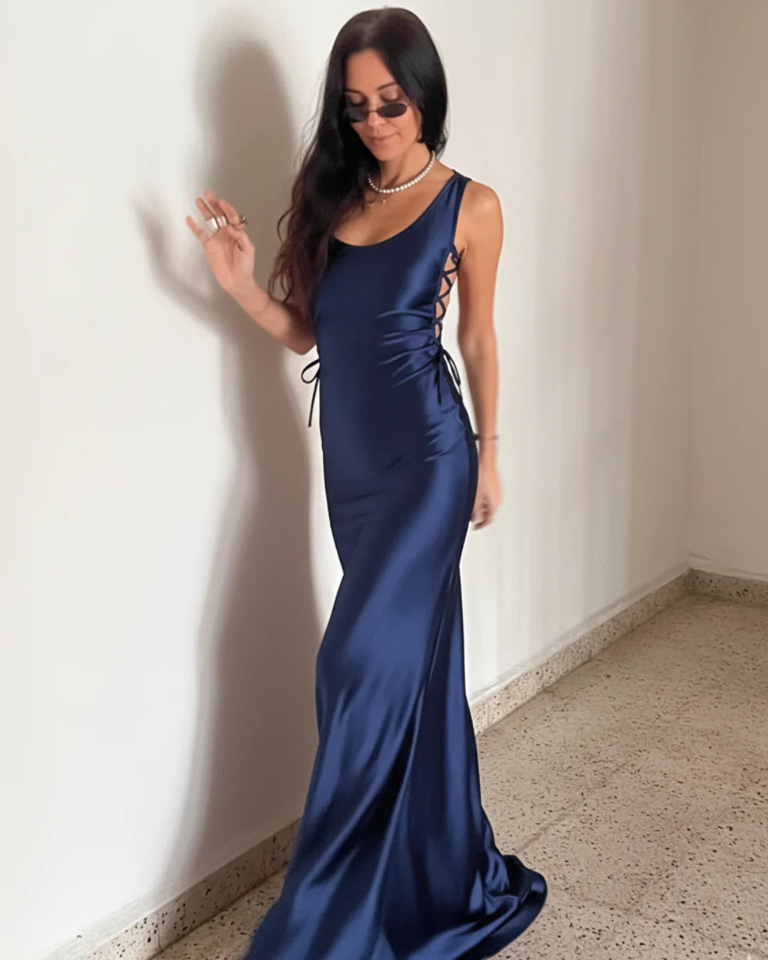 Vestido azul lazos
