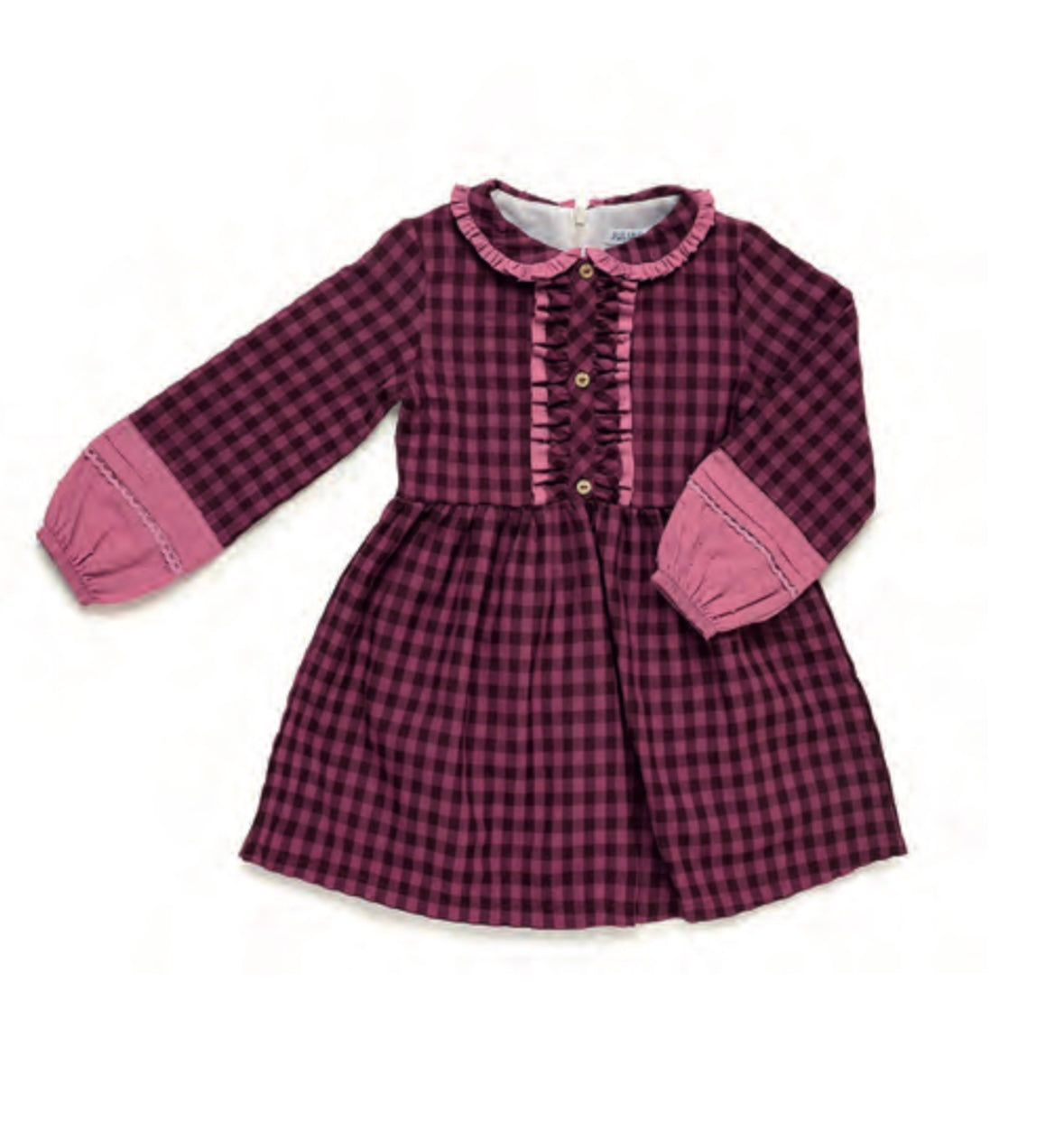 Vestido cuadros granate