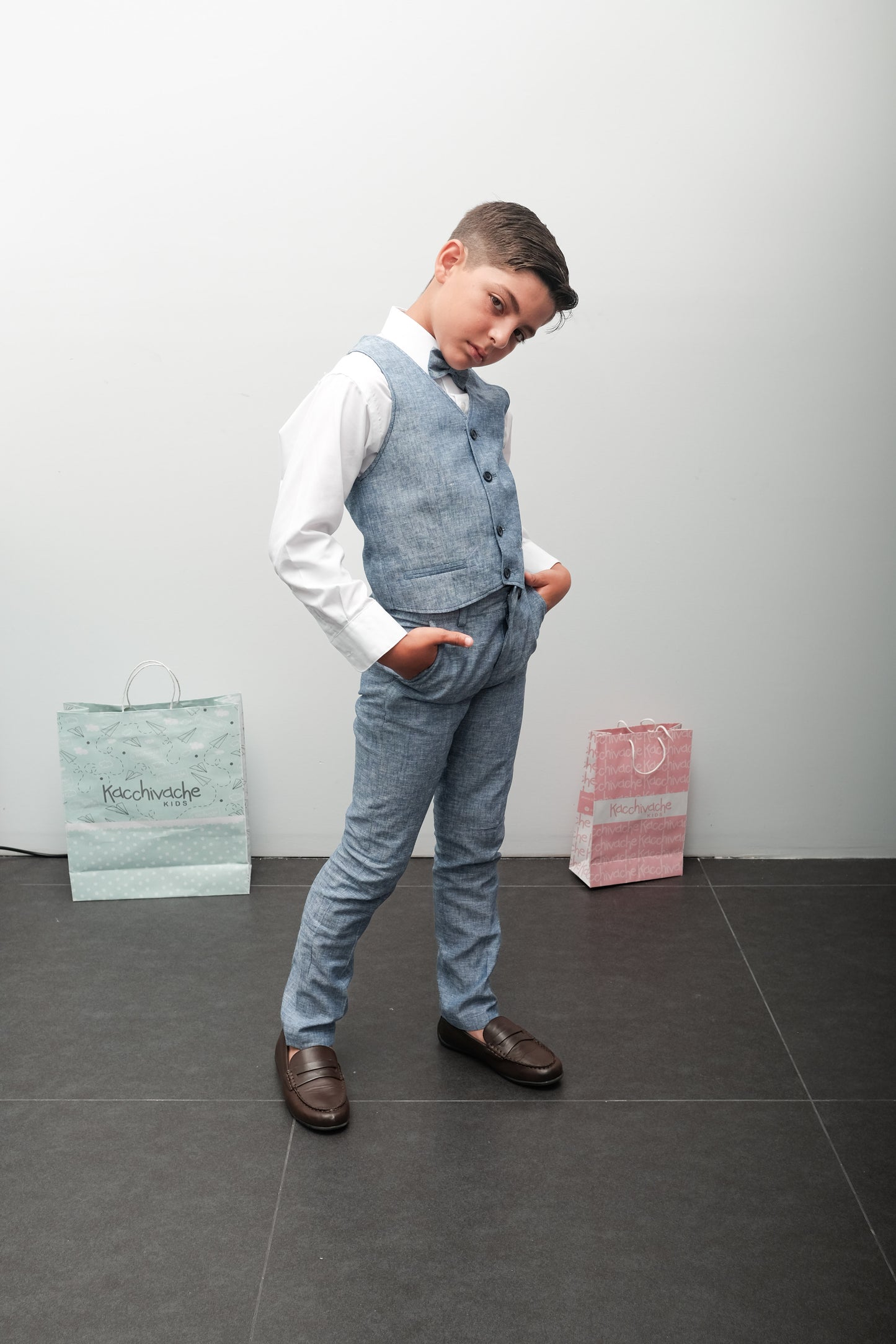 Traje con chaleco color marino