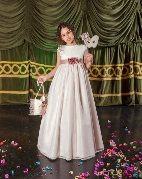 Vestido capelina falda rosa