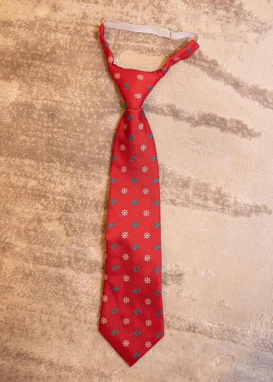 Corbata roja estampado marino