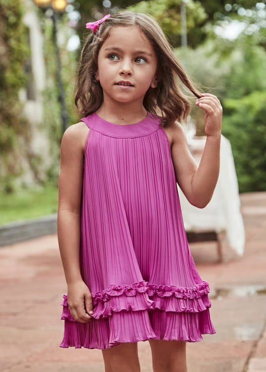 Vestido plisado orquídea