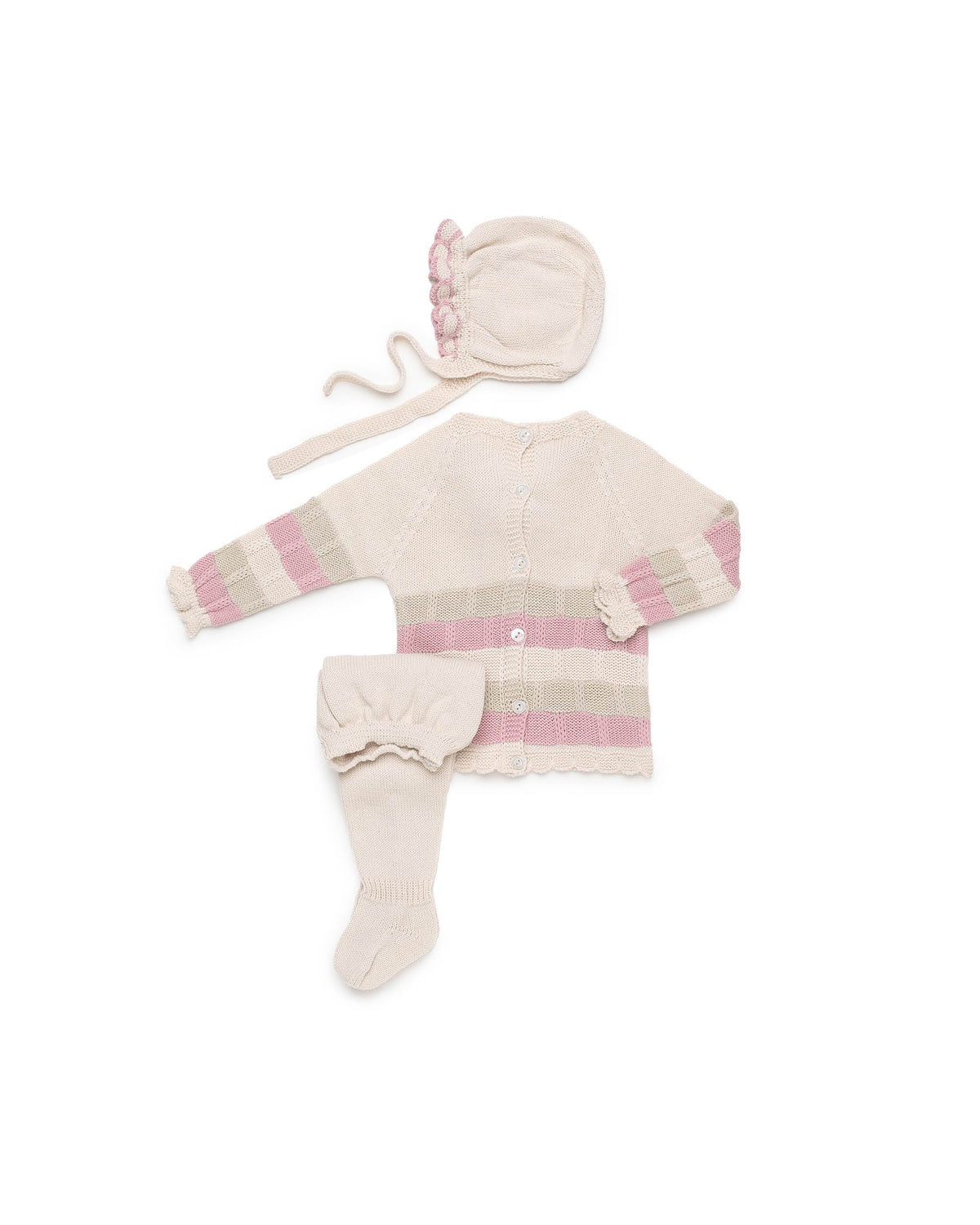 Conjunto 3 piezas de punto con cuadritos de colores - Conjunto para bebé | Juliana