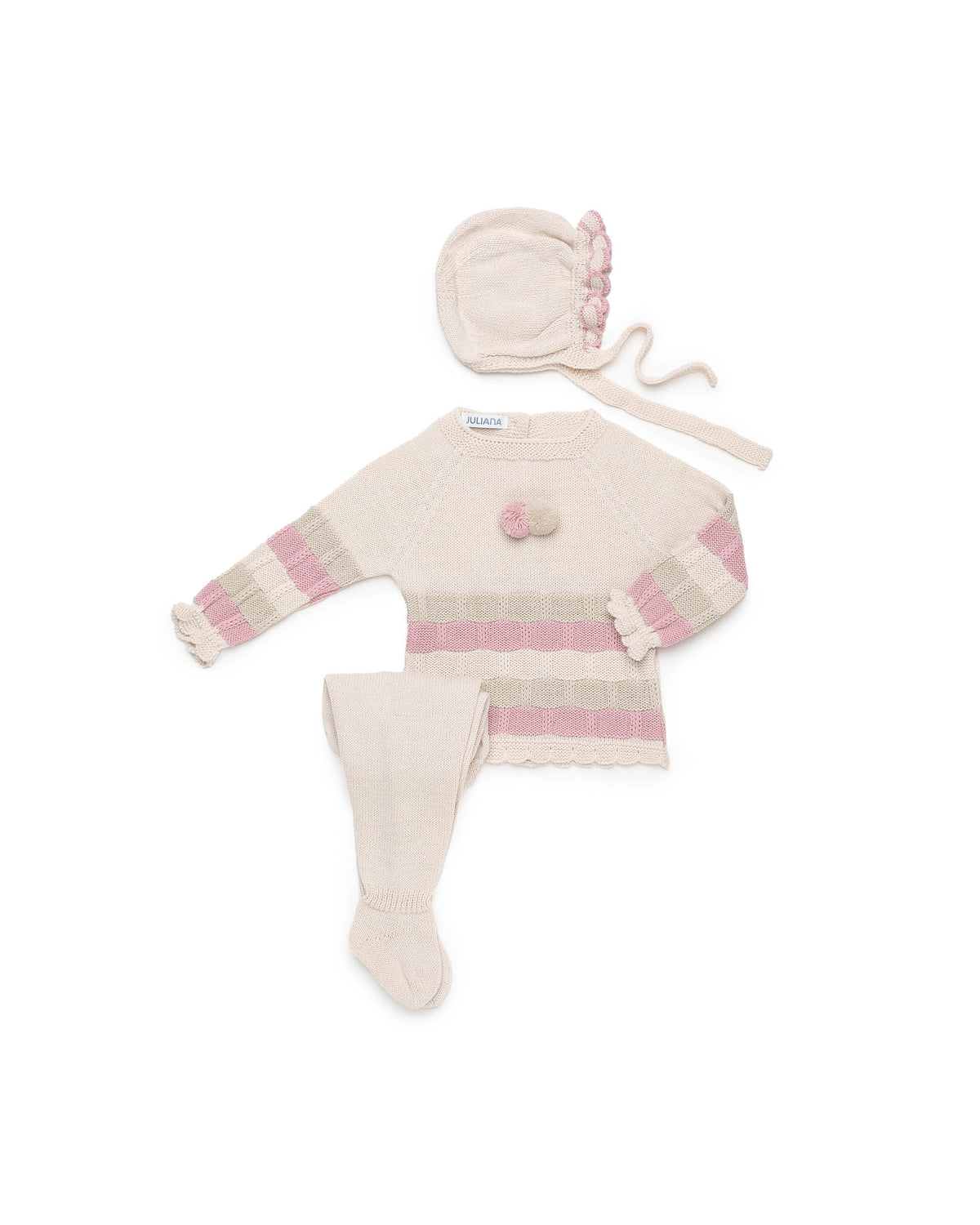 Conjunto 3 piezas de punto con cuadritos de colores - Conjunto para bebé | Juliana