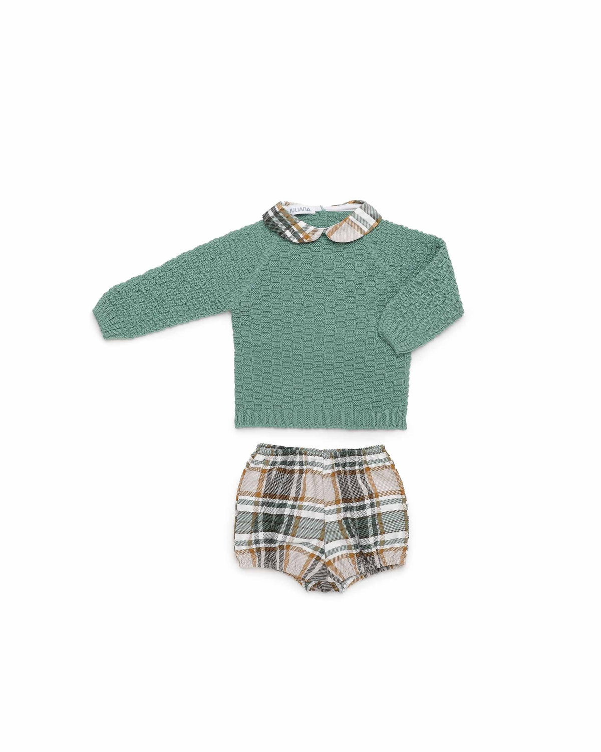 Conjunto de jersey y pantalón corto de cuadros - Conjunto para bebé | Juliana