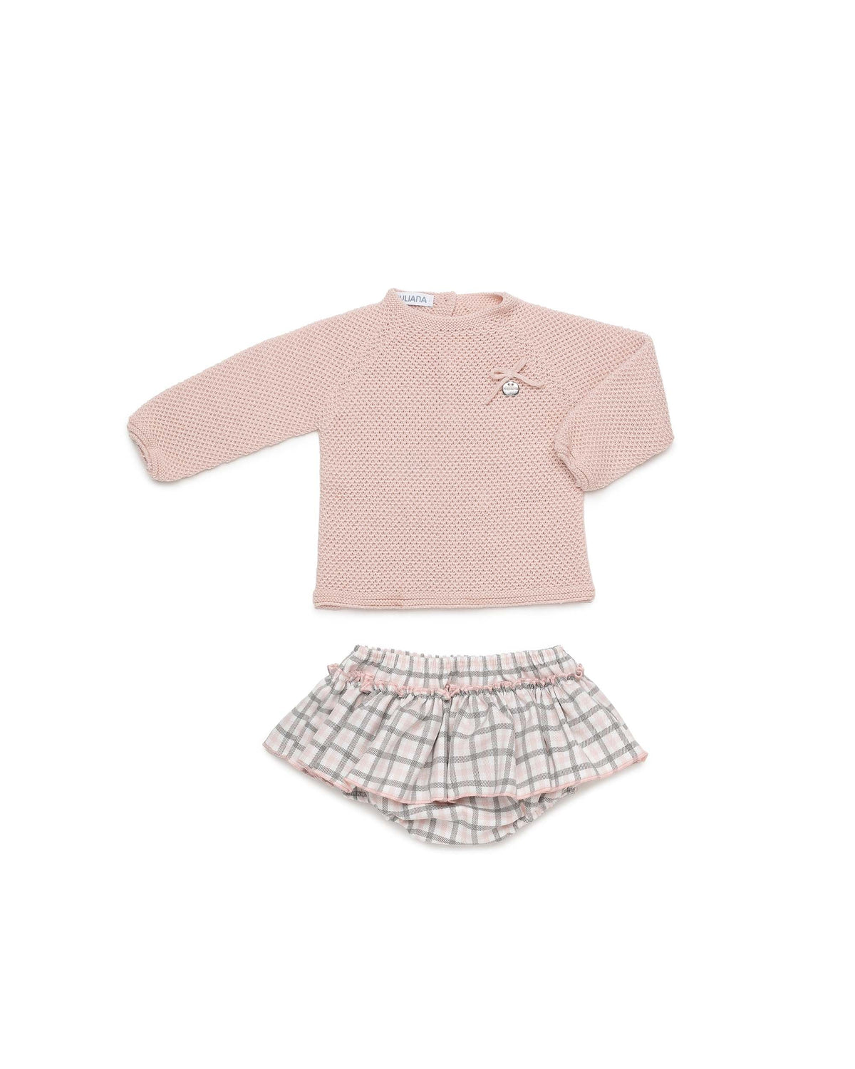 Conjunto de jersey y braga de cuadritos con volantes - Conjunto para bebé | Juliana