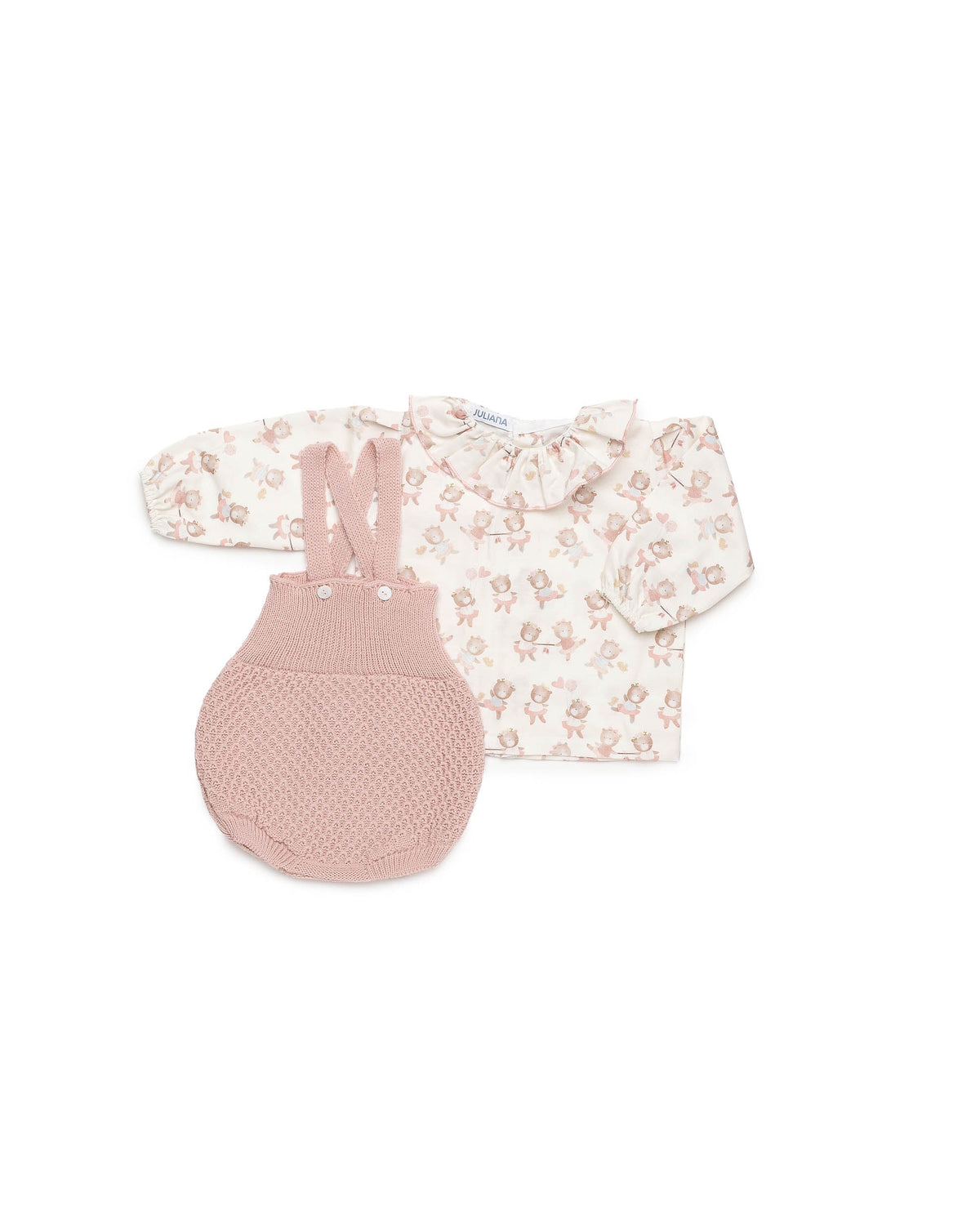 Conjunto de peto de punto y camisa de muñecas - Conjunto para bebé | Juliana