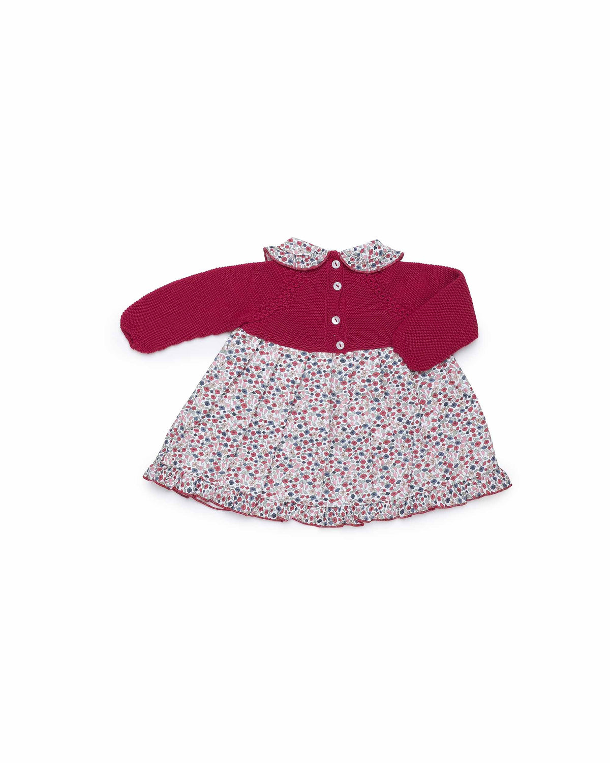 Vestido de punto con falda de flores - Vestido para bebé | Juliana