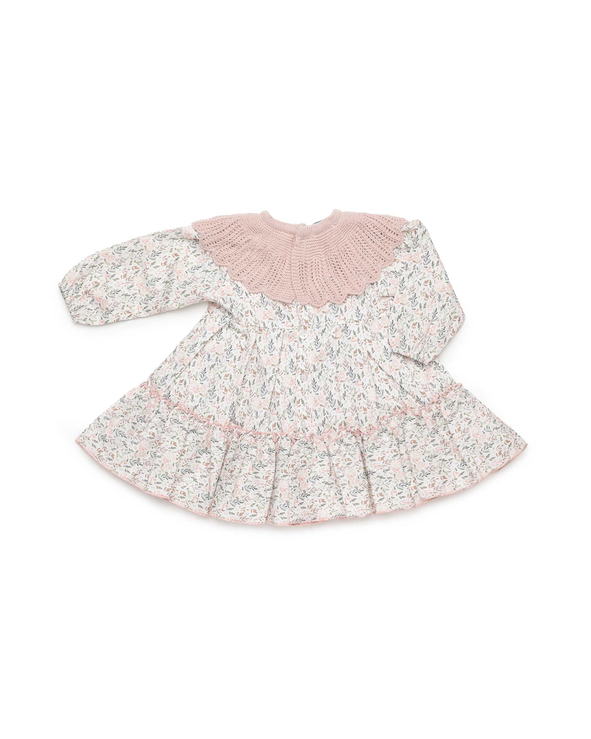 Vestido de ramitas con dos volantes y canesú de punto - Vestido para niña | Juliana