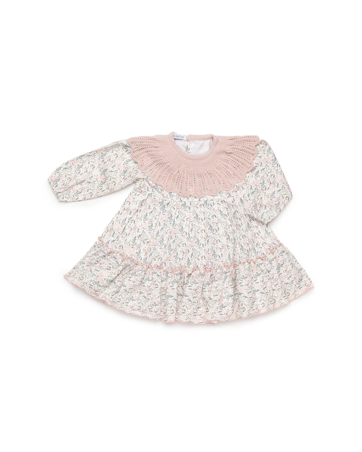 Vestido de ramitas con dos volantes y canesú de punto - Vestido para niña | Juliana