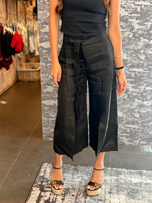 Pantalón lino corto beige