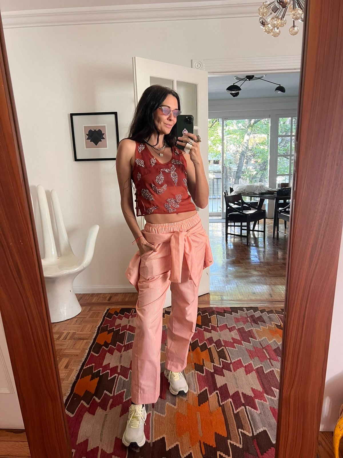 Pantalón rayas naranja