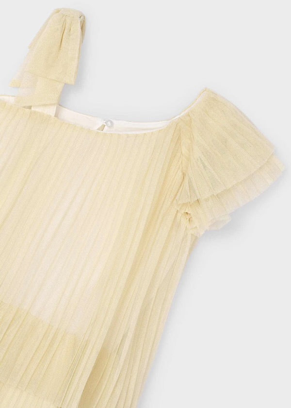 Vestido plisado nude