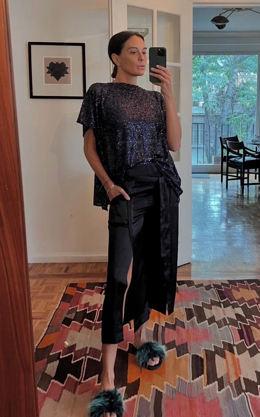 Pantalón satín negro