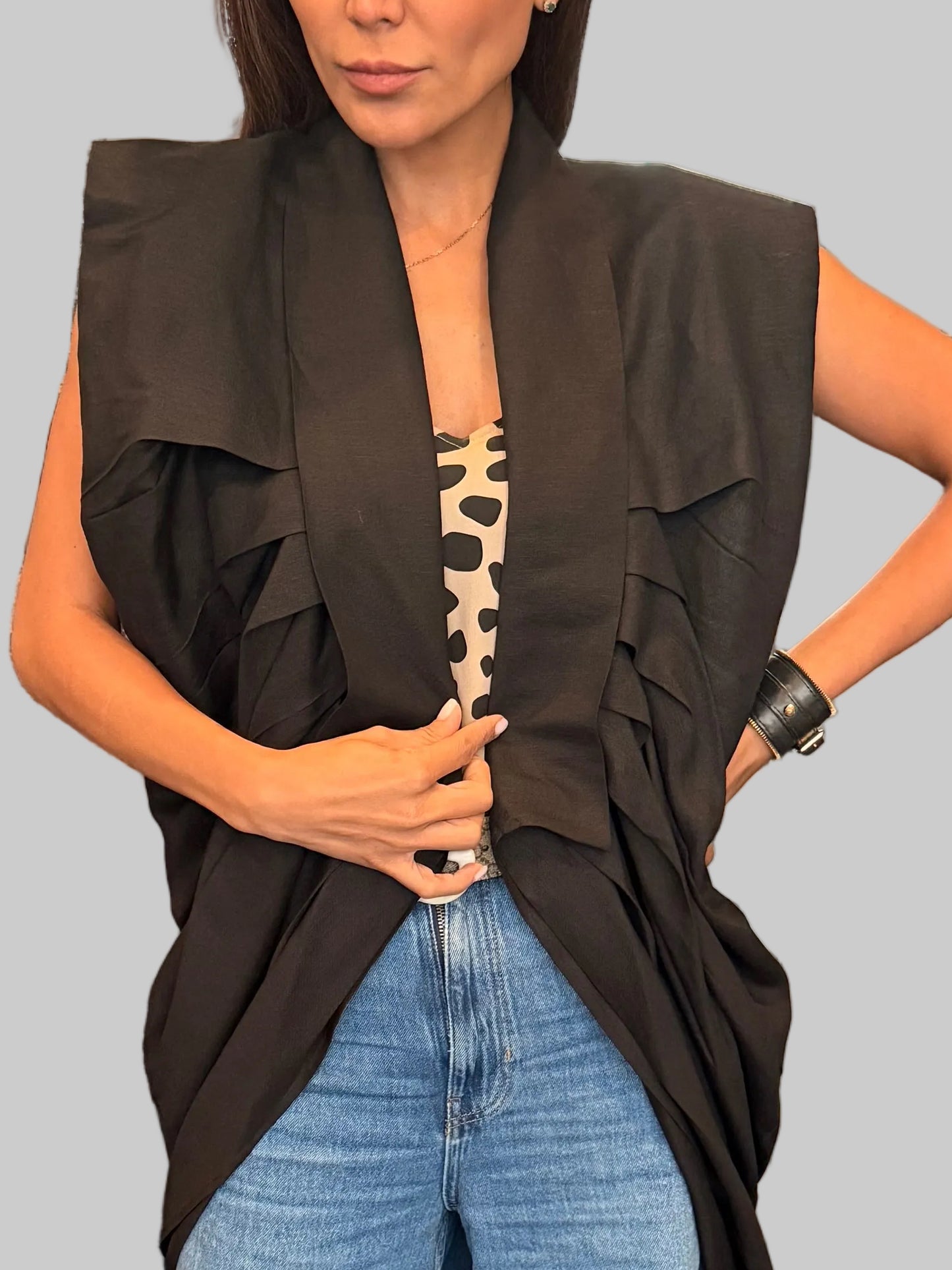 Chaleco lino negro
