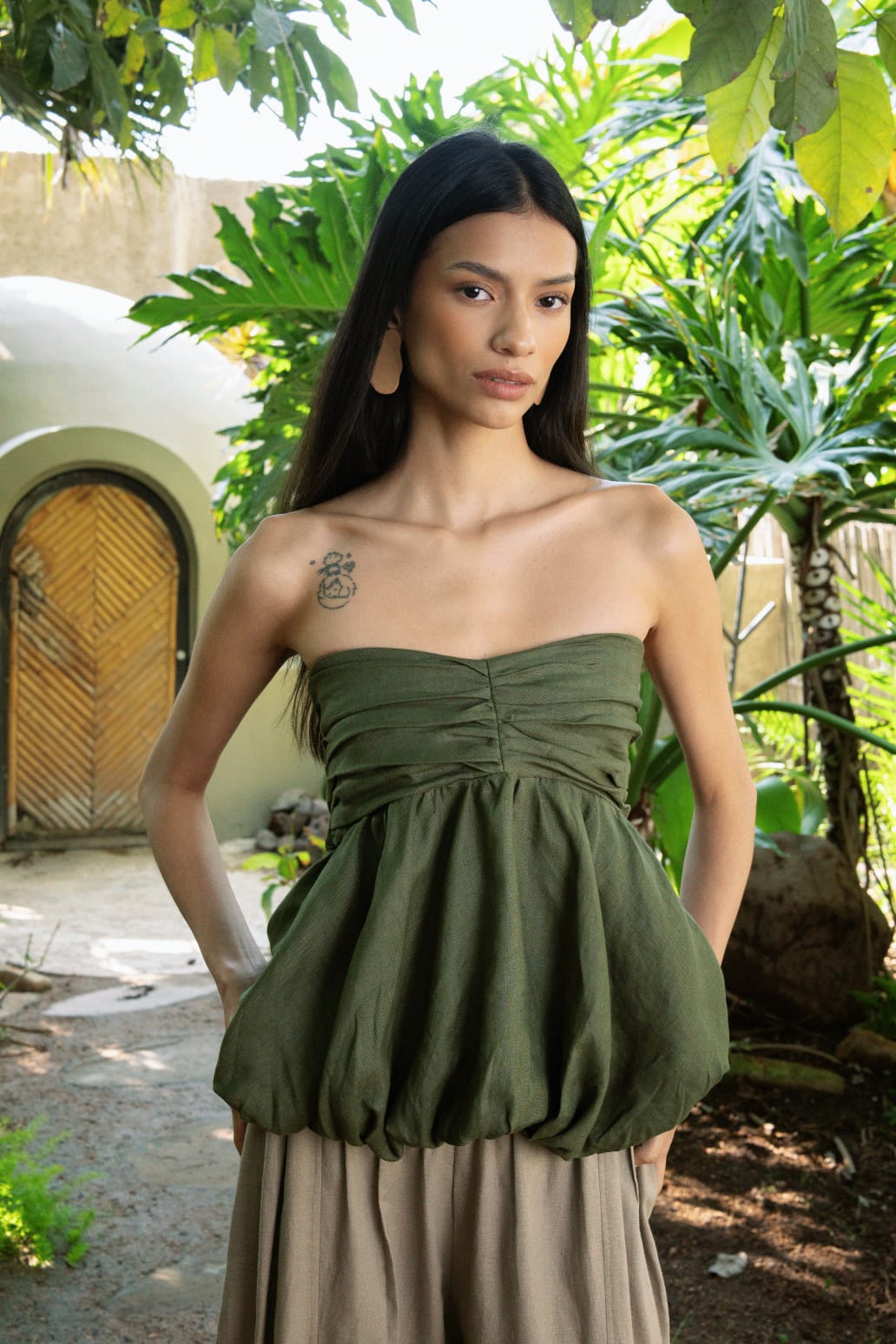 Corsette olivo lino