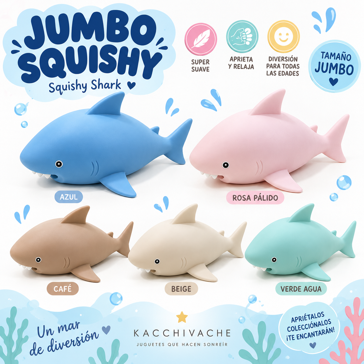 Tiburones colores jumbo Squishy /