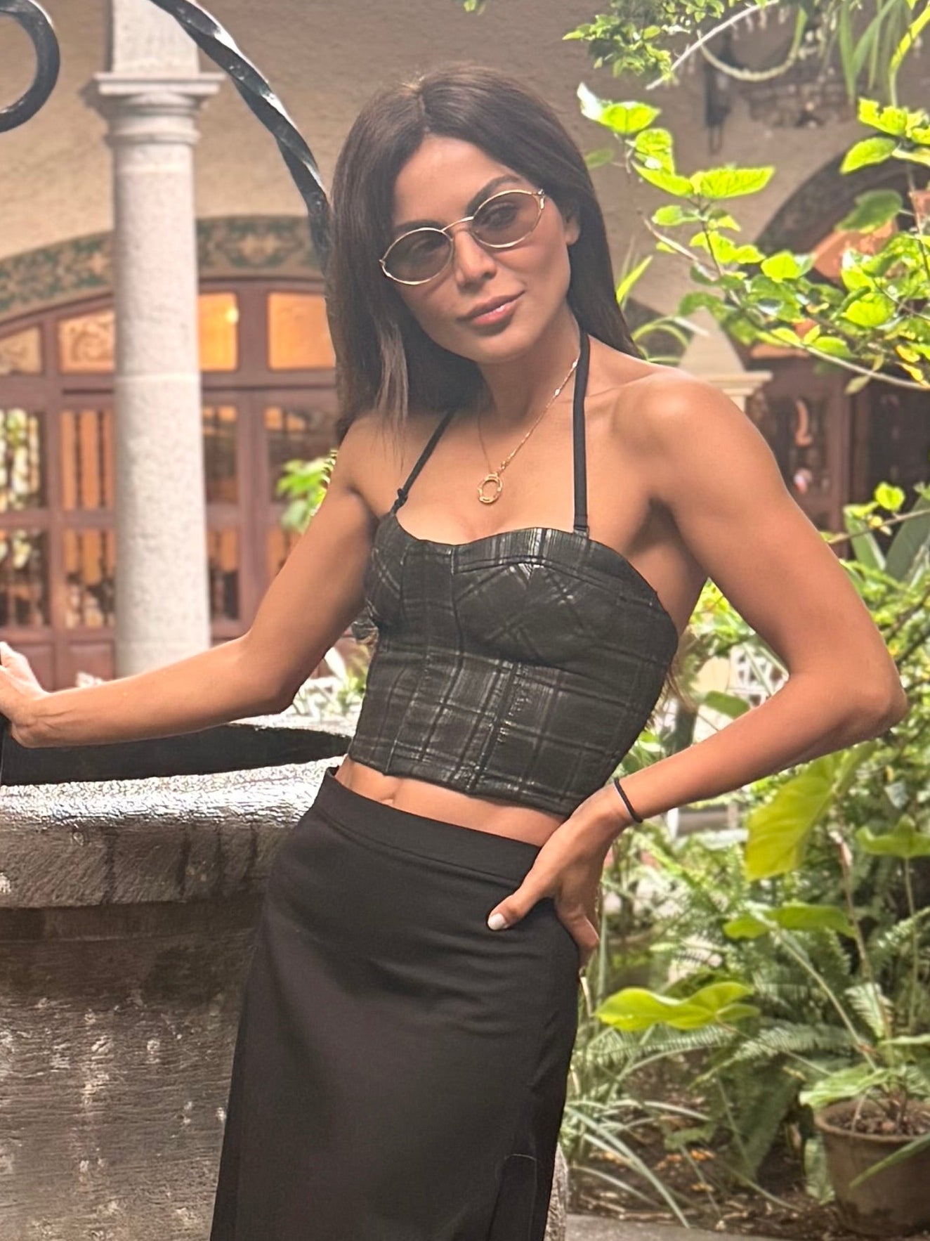 Bustier cuadros negro