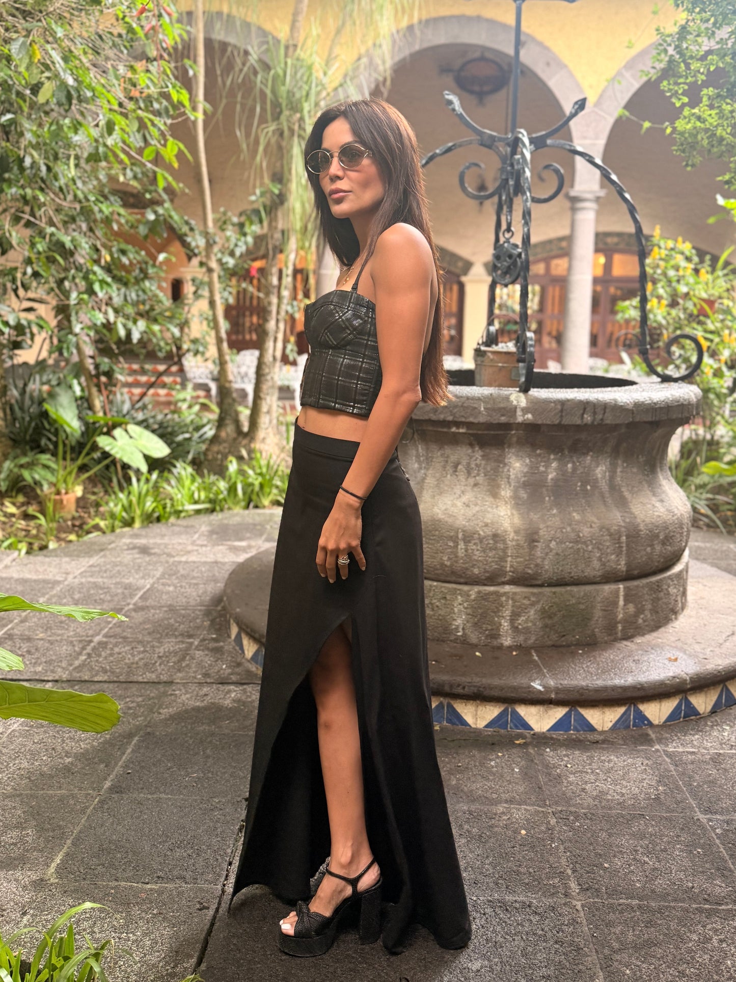 Bustier cuadros negro