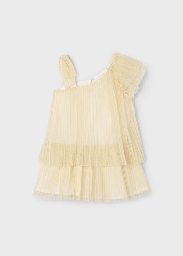 Vestido plisado nude
