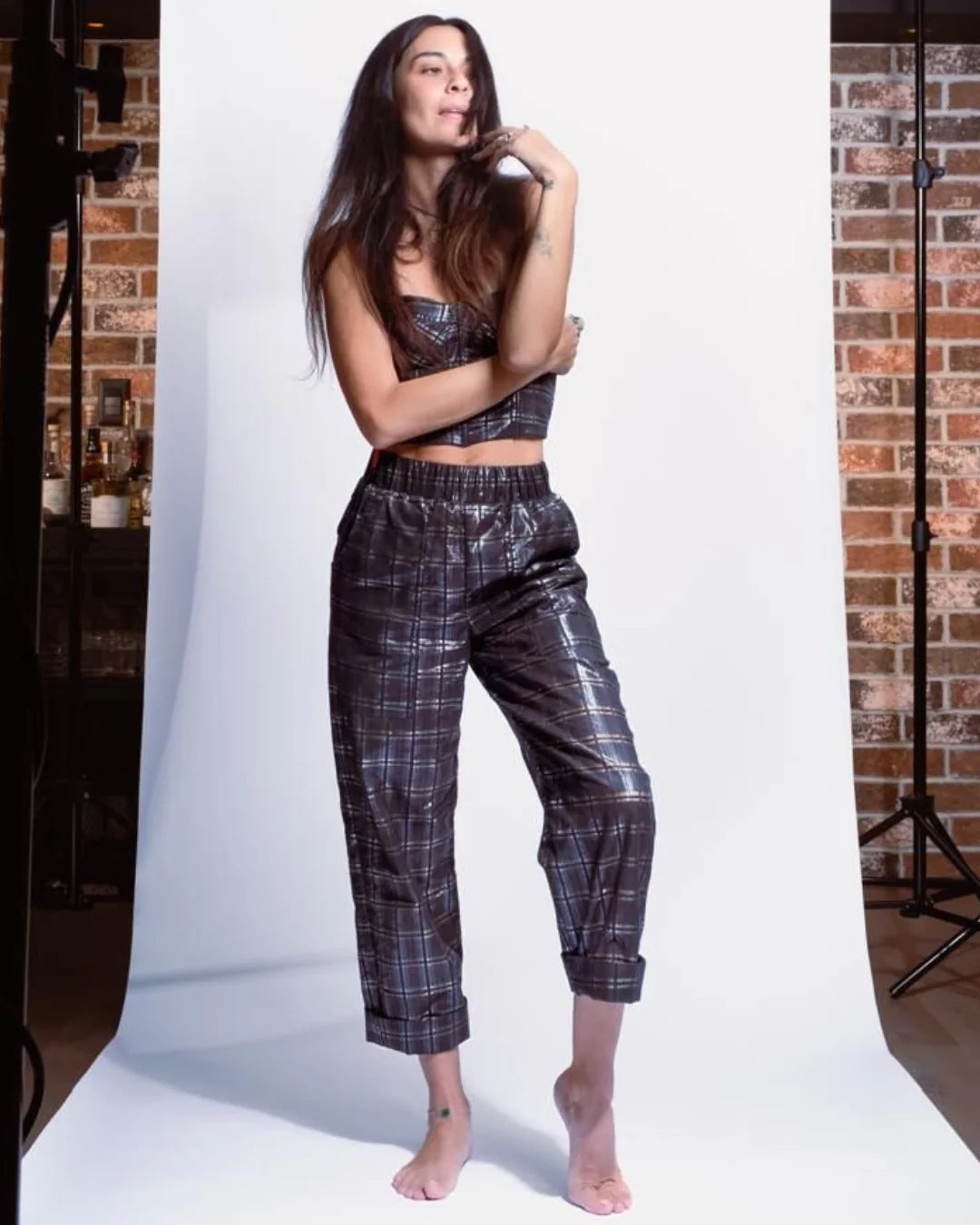 Bustier cuadros negro