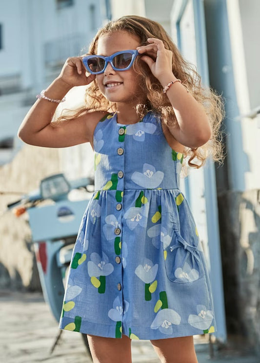 Vestido añil botones