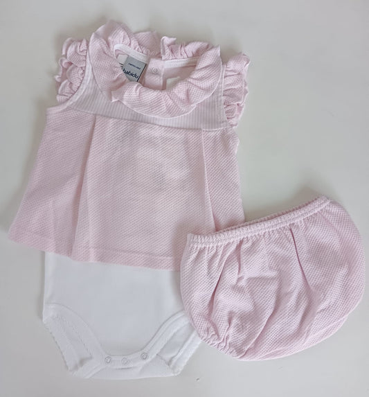 Conjunto piqué rosa 3 piezas