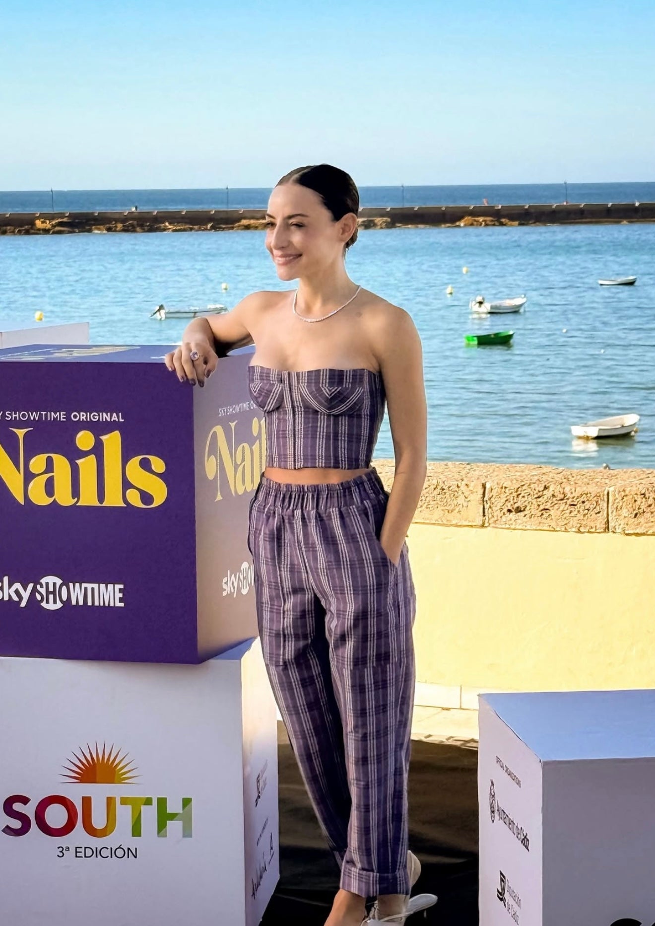 Bustier cuadros morado