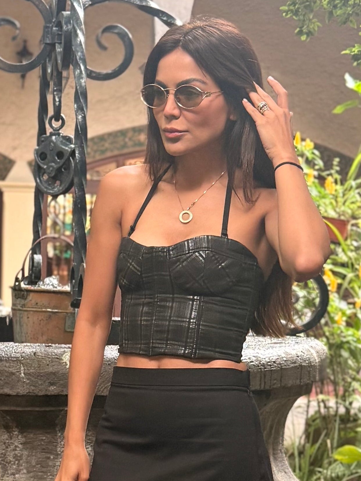 Bustier cuadros negro