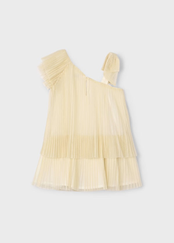 Vestido plisado nude