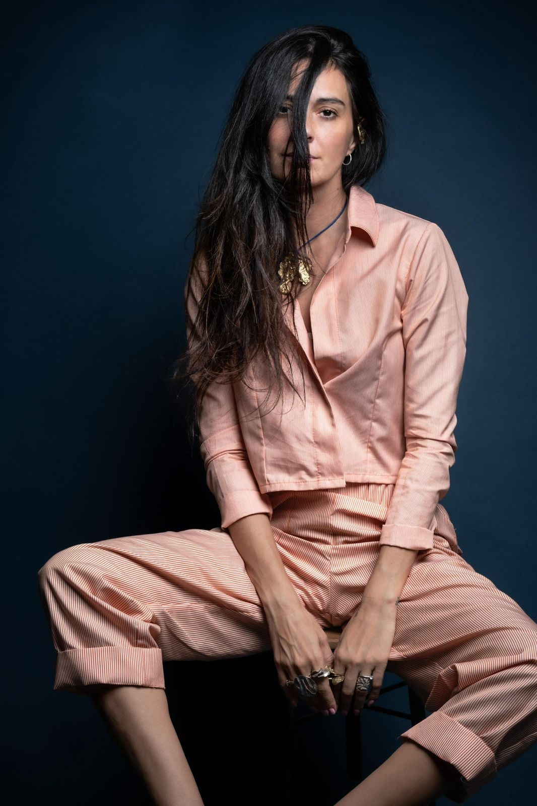 Pantalón rayas naranja