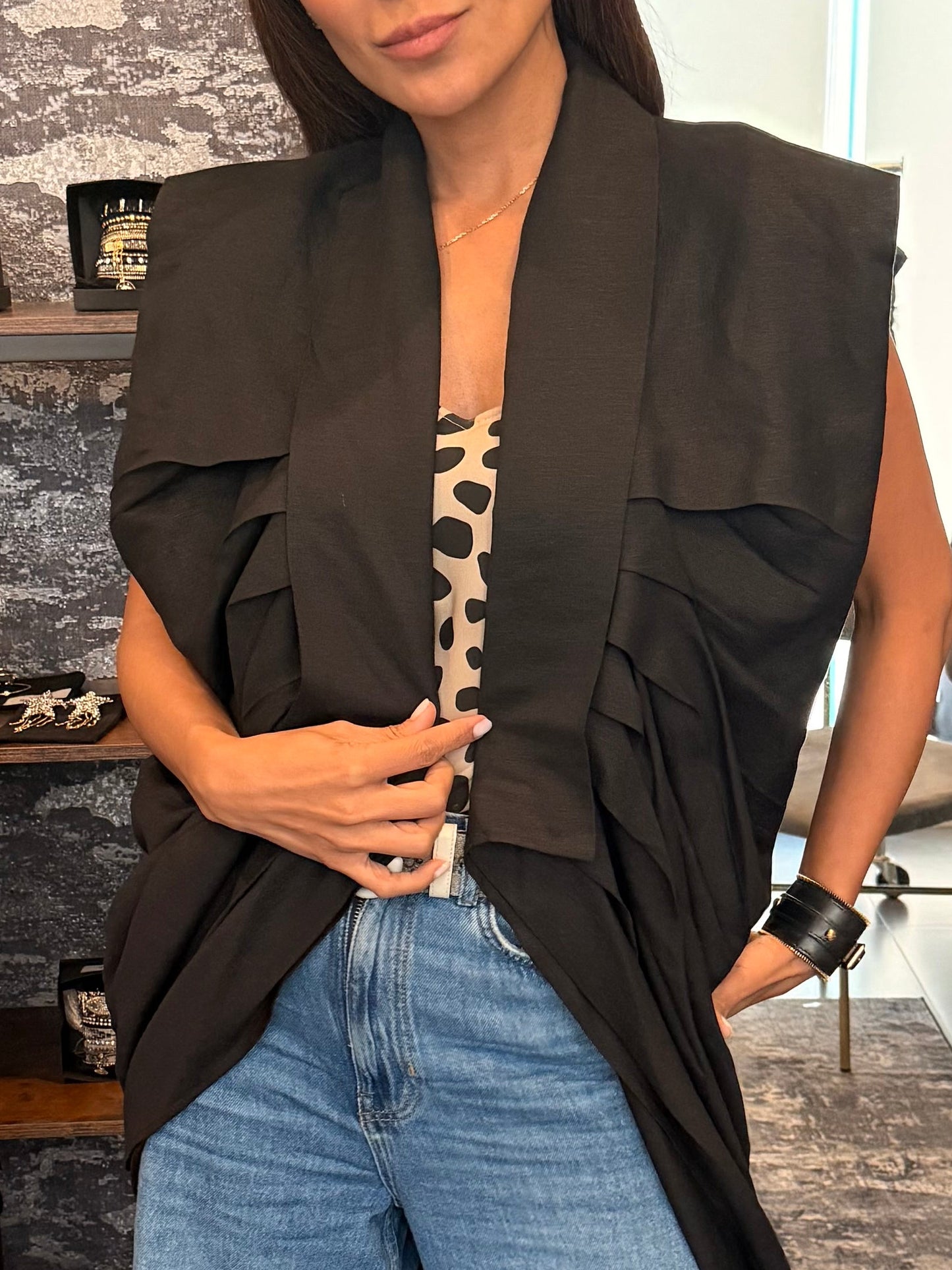 Chaleco lino negro