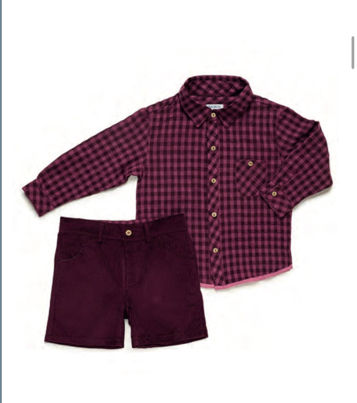 Conjunto niño pana granate