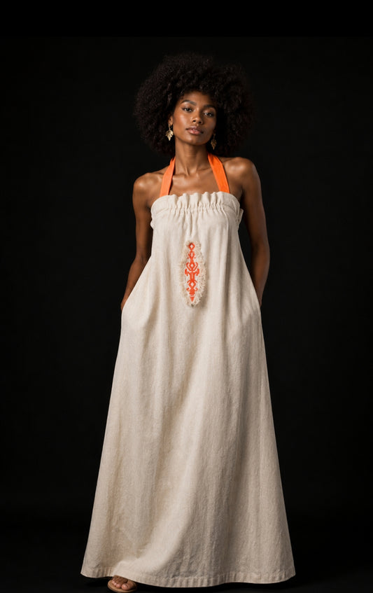 Vestido lino Marfil