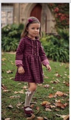 Vestido cuadros granate