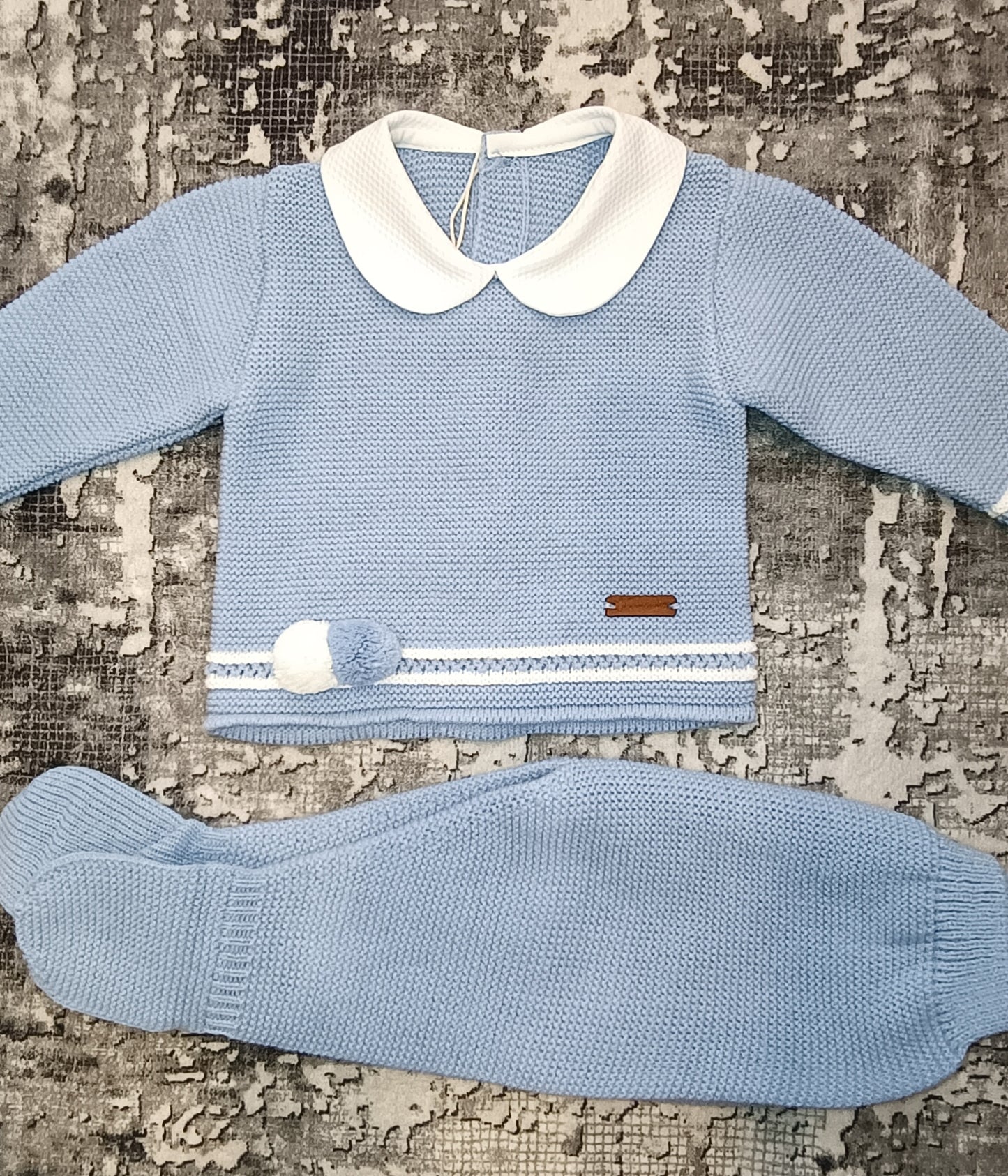 Conjunto punto celeste mezclilla