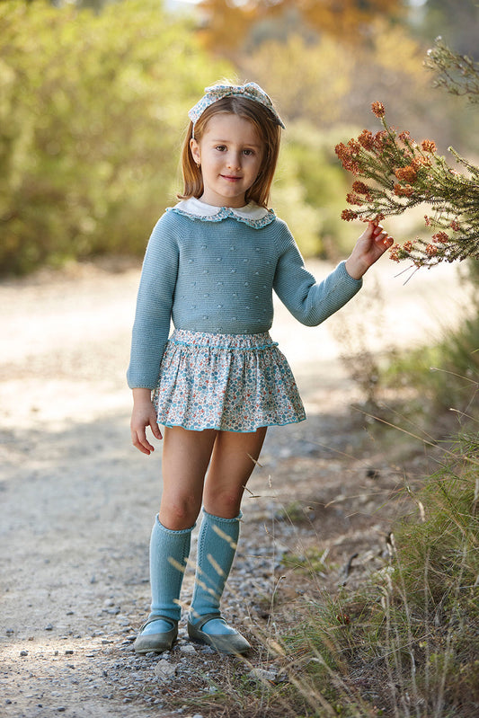 Conjunto de jersey y braga de flores con volante - Conjunto para bebé | Juliana