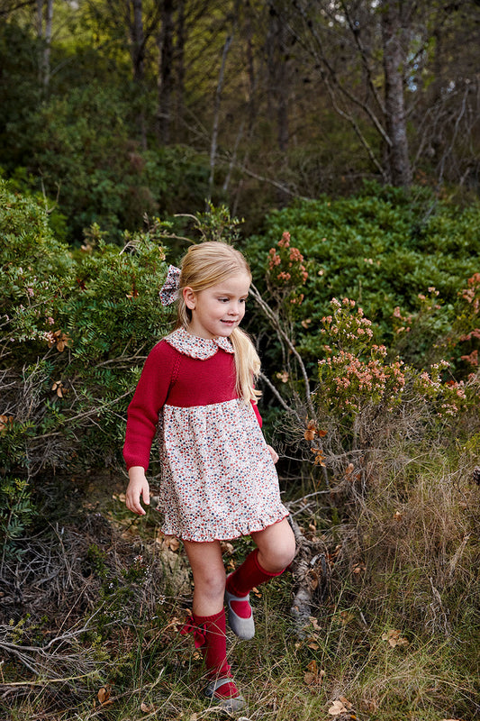 Vestido de punto con falda de flores - Vestido para bebé | Juliana