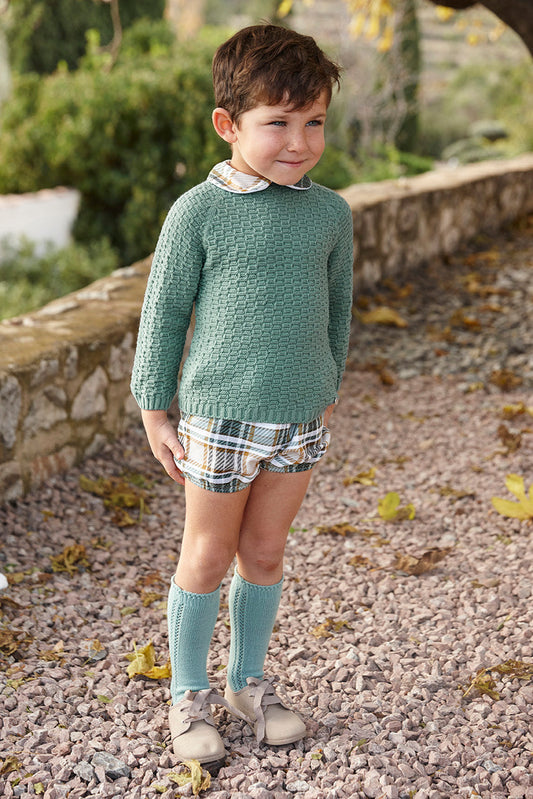 Conjunto de jersey y pantalón corto de cuadros - Conjunto para bebé | Juliana