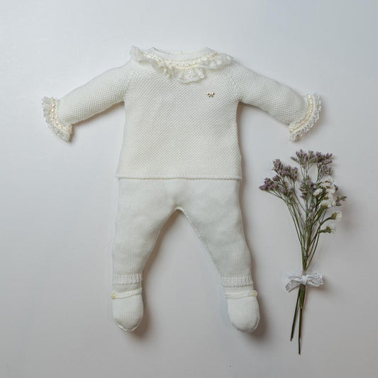 Conjunto bordado punto blanco